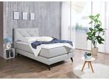 Boxspringbett MAINTAL, grau (hellgrau), Liegefläche B/L: 100cm x 200cm, H4, Tonnentaschen-Federkernmatratze, Topperbezug Microfaser aus 100% Polyester;Bezug der Spiegelfläche Matratzendrell aus 100% Polyester;Strukturstoff-Bezug (100% Polyester), Komplettbetten, Boxspringbett