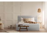 Polsterbett HOME AFFAIRE "Merrit", beige, B:153cm H:124cm L:234cm, Struktur (70% recyceltes Polyester, 30% Polyester), Betten, Polsterbett, Quernaht im Kopf- und Fußteil, in 5 Breiten, auch in 220 cm Länge