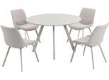 Essgruppe DUO COLLECTION "Pina und Mila", grau (creme, kaschmir), MDF, Polyester, Sitzmöbel-Sets, Essgruppe, Ø 120 cm, massives Metallgestell, Trendfarbe Kaschmir