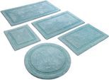 Badematte WECON HOME BASICS "Knut", rauch blau, H:20mm, Baumwolle, Badematten, Badematte, waschbar, rutschfest, strapazierfähig, pflegeleicht, Bordüre, weich