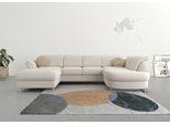 Wohnlandschaft SIT & MORE "Apulia U-Form", beige (creme), B:304cm H:78cm T:192cm, Webstoff (100% Polyester);Struktur weich (90% Polyester, 10% Polyamid);Luxus-Microfaser Euphoria (100% Polyester), Sofas, Wohnlandschaft, wahlweise Bettfunktion, Bettkasten und Kopf- und Armteilverstellung