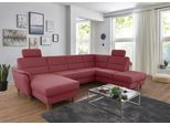 Wohnlandschaft HOME AFFAIRE "Palmera U-Form, B: 308 cm", lila (chianti), B:308cm H:89cm T:212cm, 100% Polyester;Struktur (100% Polyester);Luxus-Microfaser in Lederoptik (100% Polyester), Sofas, Wohnlandschaft, optional Bettfunktion & Bettkasten, Federkern