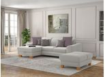 Ecksofa SIT & MORE "Dundee L-Form", silber, B:264cm H:86cm T:175cm, Sofas, Ecksofa, mit Federkern und Massivholzfüßen, wahlweise mit Kopfteilverstellung