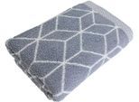 Handtuch Set FRAMSOHN FROTTIER "Design Jacquard Prisma", grau (grau, weiß), B:50cm L:100cm, Jacquard-Walkfrottier, Obermaterial: 100% Baumwolle, Handtücher, Handtuch Set, mehrfarbig gewebtem Saum, hergestellt in Österreich