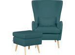 Sessel HOME AFFAIRE "Sallito, TV-Sessel, Ohrensessel mit", blau (petrol), B:76cm H:109cm T:85cm, Struktur Hahnentritt (67% Polypropylen, 33% Polyester);Samtoptik (100% Polyester);Fellimitat (100% Polyester);Samtcord (92% Polyester, 8% Polyamid);Struktur (100% Polyester);Struktur fein (100% Polyester), Sessel, Sessel, Hocker, in vielen Bezugsqualitäten, auch in Samtcord