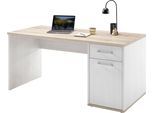 Schreibtisch BEGA OFFICE "Romance", weiß (weiß, eiche san remo nachbildung), B:160cm H:76cm T:73cm, Tische, Schreibtisch, im Landhaustil, Breite 160 cm