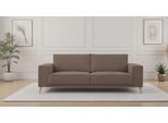 3-Sitzer OTTO HOME "Oland Skandi, weicher Chenille-Stoff", braun, B:224cm H:85cm T:83cm, 100% Polyester, Sofas, 3-Sitzer, 224 cm, Wellenunterfederung, Skandi-Design, Massivholzfüße
