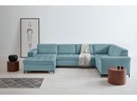 Wohnlandschaft OTTO HOME "Grazzo, aktuelle Steppung im Sitz, viel Platz, U-Form, Breite 332cm", blau (eisblau), B:332cm H:80cm T:199cm, 100% Polyester (recycelt), Sofas, Wohnlandschaft, hochwertige Stoffe aus recyceltem Material, Steppung im Sitzbereich