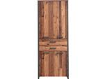 Aktenschrank FORTE "Clif", grau (old – wood vintage, betonoptik dunkelgrau), B:86cm H:220,7cm T:41,6cm, Schränke, Aktenschrank, Mehrzweckschrank im Industriestil, Breite 86 cm x Höhe 220 cm