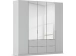 Drehtürenschrank OTTO HOME "Kleiderschrank Schrank Garderobe AGORDO mit Dekor- oder Hochglanzfront", grau (seidengrau), B:226cm H:229cm T:54cm, Holzwerkstoff, Schränke, Drehtürenschrank, mit Außenschubkästen, in 7 Breiten und 2 Höhen MADE IN GERMANY