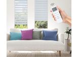 Elektrisches Rollo GOOD LIFE "Aline - SMART HOME" Gr. 7, grau (hellgrau, weiß, weiß), B:90cm H:150cm, Kunststoff, Metall, Polyester, Rollos, Elektrisches Rollo, mit Fernbedienung