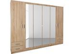 Drehtürenschrank RAUCH "Drehtürenschrank Schrank Garderobe Wäscheschrank Schlafzimmer FLEXX", braun (struktureichefarben hell), B:270cm H:210cm T:54cm, Holzwerkstoff, Schränke, Drehtürenschrank, mit 4 Schubkästen