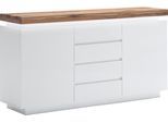 Sideboard MCA FURNITURE "Romina", weiß (weiß matt), B:150cm H:81cm T:40cm, MDF, Massivholz, Sideboards, Sideboard, mit LED Beleuchtung weiß dimmbar, inkl. Fernbedienung