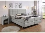 Boxspringbett HOME AFFAIRE "Loomis", grau (hellgrau), B:178cm L:210cm, Komplettbetten, Boxspringbett, inkl. Topper, wahlweise in H2, H3 oder H4 erhältlich