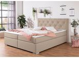 Boxbett HOME AFFAIRE "Tynan", beige (beige, creme), B:194cm L:210cm, Komplettbetten, Boxbett, wahlweise mit Bettkasten, in H2, H3 & H4 erhältilich