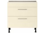 Kochfeldumbauschrank WIHO KÜCHEN "Ela", beige (front und korpus: magnolia), B:90cm H:86,5cm T:58cm, Schränke, Kochfeldumbauschrank, 90 cm breit, mit Soft-Close-Funktion