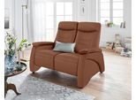 2-Sitzer EXXPO - SOFA FASHION "Ascoli, Kinosofa mit hohem Sitzkomfort, bequeme Armlehnen", braun (cognac), B:140cm H:106cm T:99cm, NaturLEDER (echtes Rindsleder) in Sitz und Rücken. Korpus in passendem Kunstleder SOFTLUX bezogen;Velours in Lederoptik (100% Polyester);Webvelours ( 92% Polyester, 8% Nylon), Sofas, 2-Sitzer, hoher Rücken, inkl. Relaxfunktion