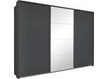 Schwebetürenschrank RAUCH "Kleiderschrank Schrank Garderobe Schlafzimmerschrank TUBONA", grau (graumetallic), B:278cm H:214cm T:64cm, Holzwerkstoff, Schränke, Schwebetürenschrank, mit umfangreicher Innenausstattung und Passepartout MADE IN GERMANY