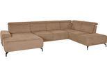 Wohnlandschaft SIT & MORE "Gizeh U-Form", braun (machiato), B:340cm T:230cm, Sofas, Wohnlandschaft, 12 cm Fußhöhe, inklusive Sitztiefenverstellung und Kopfteilverstellung