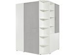 Eckkleiderschrank WIMEX "Joker", grau (weiß, betonfarben lichtgrau), B:124cm H:198cm T:148cm, Schränke, Eckkleiderschrank, begehbarer Kleiderschrank, Garderobe, Ecklösung