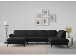 Wohnlandschaft SIT & MORE "Fashion U-Form", schwarz, B:338cm H:84cm T:207cm, Sofas, Wohnlandschaft, wahlweise mit Kopfteilverstellung, Vorziehsitz, motorisch, Metallfüße