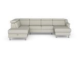 Wohnlandschaft SIT & MORE "Freetown U-Form", weiß (altweiß), B:315cm H:84cm T:216cm, Sofas, Wohnlandschaft, Kopfteilverstellung und Federkern, wahlweise mit Bettfunktion