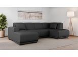 Wohnlandschaft HOME AFFAIRE "BORNHOLM U-Form mit Recamiere rechts/links, B/T/H: 300/162/85 cm", grau (anthrazit), B:300cm H:85cm T:162cm, 100% Polyester, Sofas, Wohnlandschaft, U-Form mit Wellenunterfederung, Recamiere rechts oder links bestellbar