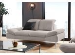 2-Sitzer W.SCHILLIG "enjoy&MORE", grau (stone r66), B:202cm H:87cm T:110cm, Chenille-Flachgewebe R66 (85% Polyester, 15% Nylon);Longlife Xtra-Leder Z59: Glattleder mit modischer Prägung. Hautstärke 0, 9 - 1, 1 mm;Stoff S37 (100% Polyester), Sofas, 2-Sitzer, mit Sitztiefenverstellung, Füße silber matt, Breite 202 cm