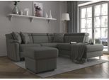 Ecksofa SIT & MORE "Freetown L-Form", grau (steel), B:252cm H:84cm T:216cm, Sofas, Ecksofa, inklusive Kopfteilverstellung und komfortablem Federkern