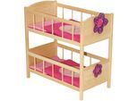 Puppenbett ROBA "Puppenetagenbett, Happy Fee", beige (natur, pink), Puppenmöbel, KinderB:57cm H:57cm T:31cm, Massivholz, Puppenbett, B:57cm H:57cm T:31cm