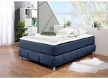Boxspringbett HOME AFFAIRE "Salo", blau, B:126cm L:206cm, Komplettbetten, Boxspringbett, Ohne Kopfteil, inkl. Topper, auch in Überlänge 220 cm