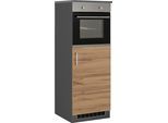 Backofen/Kühlumbauschrank KOCHSTATION "KS-Colmar", grau (wotaneiche, grafitgrau), B:60cm H:165cm T:60cm, Holzwerkstoff, Schränke, Backofen/Kühlumbauschrank, 60 cm breit, 165 cm hoch, für Einbaukühlschrank und Einbaubackofen
