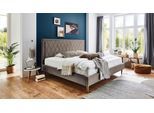 Polsterbett "Paulin", braun (hellbraun), B:171cm H:123cm L:212cm, Bettgestell und seitliche Einfassung der Matratzen: Strukturstoff, 100% Polyester, ATLANTIC HOME COLLECTION, Betten, Polsterbett, mit gestepptem Kopfteil