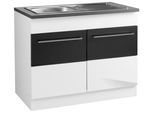 Spülenschrank KOCHSTATION "KS-Trient", grau (weiß, anthrazit hochglanz), B:100cm H:85cm T:60cm, Schränke, Spülenschrank, 100 cm breit, inkl. Einbauspüle