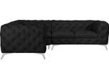 Chesterfield-Sofa HOME AFFAIRE "Ecksofa GLYNIS L-Form mit Wellenunterfederung, Maße B/T/H 323/264/75cm", grau (charcoal), B:323cm H:75cm T:264cm, Struktur (100% Polyester);Samtoptik (100% Polyester), Sofas, Chesterfield-Sofa, aufwändige Knopfheftung, moderne Chesterfield Optik, Fußfarbe wählbar