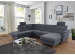 Wohnlandschaft HOME AFFAIRE "Palmera U-Form, B: 308 cm", grau (anthrazit), B:308cm H:89cm T:212cm, 100% Polyester;Struktur (100% Polyester);Luxus-Microfaser in Lederoptik (100% Polyester), Sofas, Wohnlandschaft, optional Bettfunktion & Bettkasten, Federkern
