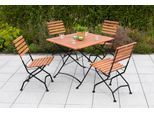 Garten-Essgruppe MERXX "Schloßgarten", braun, B:47cm H:86cm T:59cm, FSC-zertifiziertes Massivholz, Stahl, Sitzmöbel-Sets, Garten-Essgruppe, 4 Klappsessel, Tisch