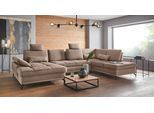Wohnlandschaft OTTO HOME "Costello U-Form, B: 363 cm mit Sitztiefen-, Armteilverstellung &", braun (hellbraun), B:363cm H:89cm T:223cm, 100% Polyester;Samtoptik (100% Polyester), Sofas, Wohnlandschaft, 3 Nierenkissen, optional Bettfunktion & Bettkasten