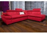 Ecksofa EXXPO - SOFA FASHION "Salerno, Funktionssofa, hoher Sitzkomfort, Breite 268cm, L-Form", rot, B:268cm H:77cm T:204cm, NaturLeder;Primabelle-Microfaser (100% Polyester);Luxus-Kunstleder, Sofas, Ecksofa, inkl. Kopf- und Armteilverstellung, wahlweise mit Bettfunktion