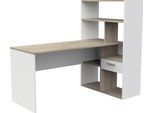 Schreibtisch DEMEYERE GROUP "Strate", weiß (matt weiß, eiche), B:156,1cm H:133,4cm T:90,6cm, Tische, Schreibtisch, Schreibtisch Regal 1 Schublade
