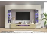 Wohnwand OTTO HOME "New Egypt", beige (eiche chopin, kaschmir), B:290cm H:191,2cm T:40cm, Holzwerkstoff, Kastenmöbel-Sets, Wohnwand, bestehend aus 2 Stauraumvitrinen, 1 Lowboard, 1 Hängeschrank