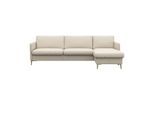Ecksofa FLEXLUX "Fiore, super Sitzkomfort durch Kaltschaum im Sitz, L-Form", weiß (warm weiß), B:247cm H:85cm T:92cm, 100% Echteder, Sofas, Ecksofa, schmale Armlehnen, Füße Alu+ Eiche