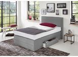 Boxspringbett, grau (strukturstoff grau), Liegefläche B/L: 120cm x 200cm, H3, 7-Zonen-Kaltschaummatratze, WESTFALIA SCHLAFKOMFORT, Komplettbetten, Boxspringbett, mit Schubkästen und Zierkissen