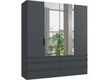 Falttürenschrank WIMEX "Oxford by fresh to go, in der Breite 200cm, in 2 Höhen erhältlich", grau (grafit), Schränke, Kinder, Grafit, B/H/T: 200cm x 216cm x 58cm, Schubladen: 6 Stk. Türen: 4 Stk. mit Spiegel, Holzwerkstoff, Falttürenschrank, mit hochwertigen Falttüren für den perfekten Überblick, B:200cm H:216cm T:58cm