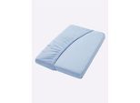 Spannbettlaken HAGEMANN Gr. 1, blau (hellblau), 1 Stk., Mako-Jersey, 27cm, Mako-Jersey, 100% Baumwolle, Bettlaken, Spannbettlaken