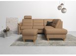 Ecksofa HOME AFFAIRE "Palmera L-Form, B: 236 cm", braun (cappuccino), B:236cm H:89cm T:212cm, Luxus-Microfaser (100% Polyester);Struktur (100% Polyester);Luxus-Microfaser in Lederoptik (100% Polyester), Sofas, Ecksofa, optional Bettfunktion & Bettkasten, Federkern