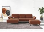 Ecksofa HOME AFFAIRE "Coco L-Form", rosa (kupfer), B:284cm H:88cm T:196cm, 95% Polyester, 5% Polyamid, Sofas, Ecksofa, Sitztiefen-, Arm- und Kopfteilverstellung, Cord-Bezug, Fußhöhe 15 cm