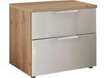 Nachtkonsole WIEMANN "Como", beige (bianco, eiche, dekor, glas champagner, chrom), B:60cm H:46,4cm T:43cm, Floatglas, Holzwerkstoff, Metall, Sideboards, Nachtkonsole, vormontiert
