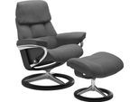 Relaxsessel STRESSLESS "Ruby", grau (grau batick), B:78cm H:100cm T:76cm, Leder PALOMA: durchgefärbtes Semianilin-Möbelleder;Leder BATICK: durchgefärbtes und genarbtes Möbelleder, Sessel, Relaxsessel, mit Signature Base, Größe M, Gestell Eiche, Wenge, Braun & Schwarz