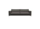 3-Sitzer FLEXLUX "Fiore, super Sitzkomfort durch Kaltschaum im Sitz", grau (warm mineral), B:229cm H:85cm T:92cm, 100% Echteder, Sofas, 3-Sitzer, breite Armlehnen, Füße Alu